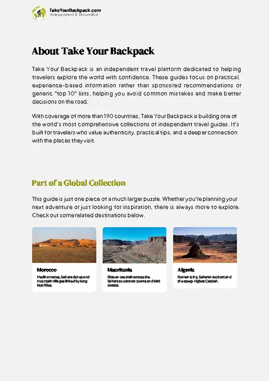 example page 1 from our offline Travel Guide for Western Sahara